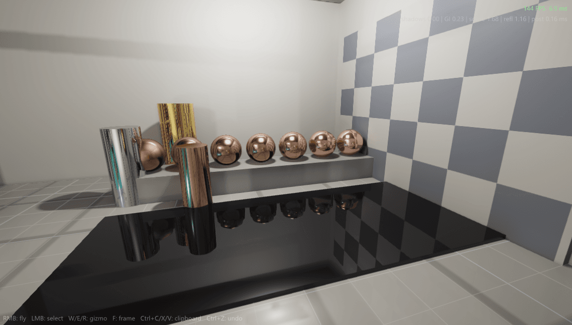 Metal spheres and cylinders over a mirror floor